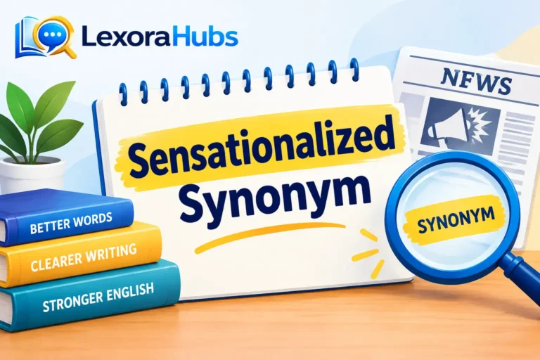 Sensationalized synonym with easy English vocabulary examples
