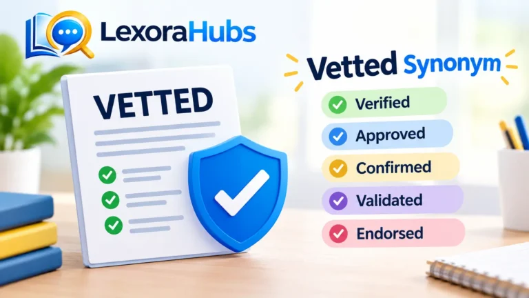 Vetted synonym with verified, approved, confirmed, validated, and endorsed alternatives