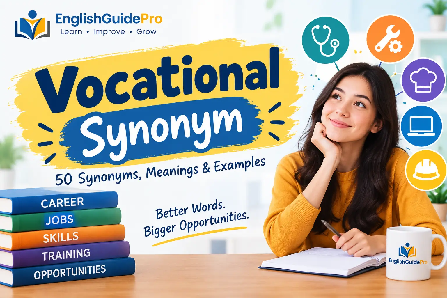Vocational synonym with career, job, skills, and training concepts
