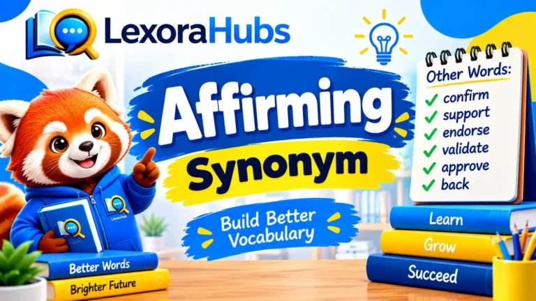 Affirming synonym with positive words and English vocabulary examples