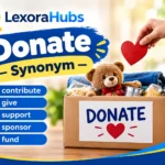 Donate synonym words with examples and meanings