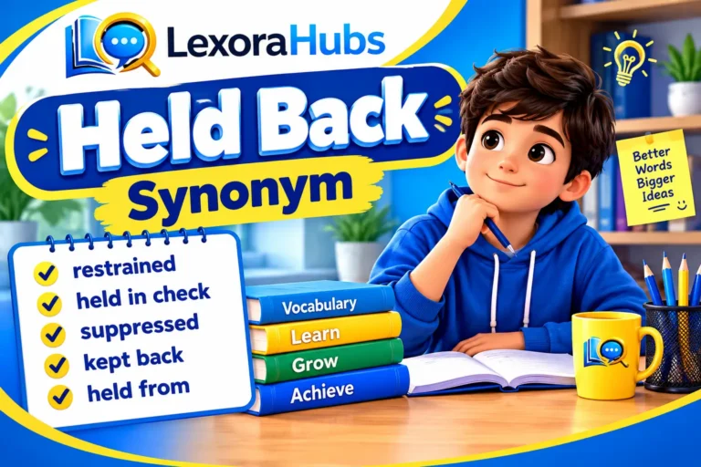 Held back synonym with related words, meanings, and examples