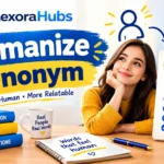 Humanize synonym words with meanings and examples