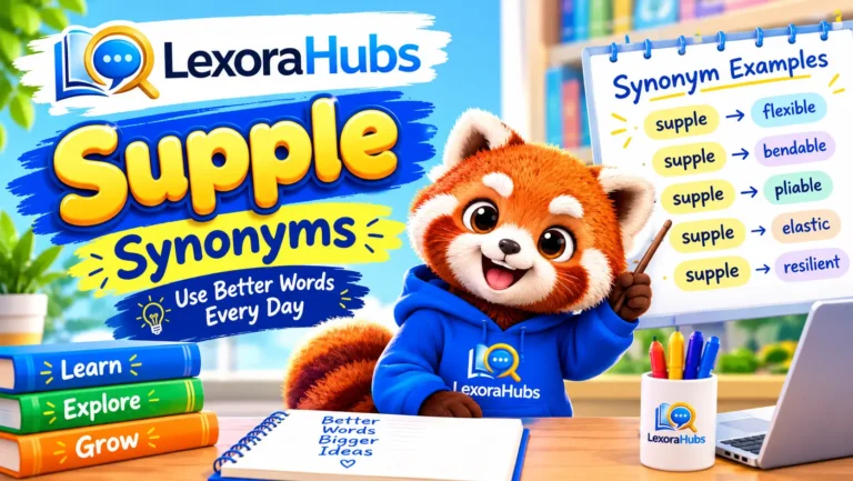 : Supple synonym vocabulary illustration featuring flexible and limber movements