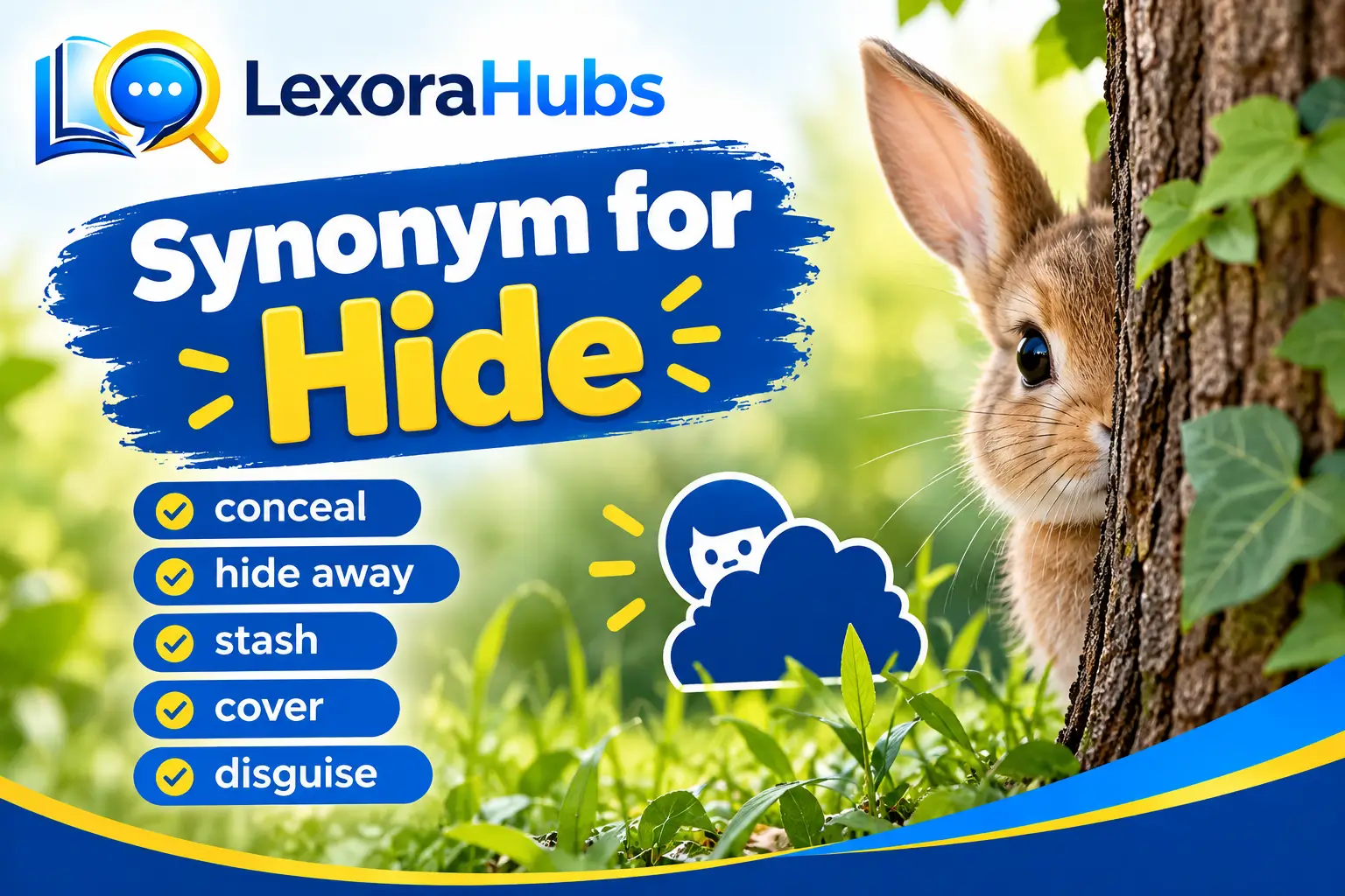 Synonyms for hide including conceal, cover, mask, and stash