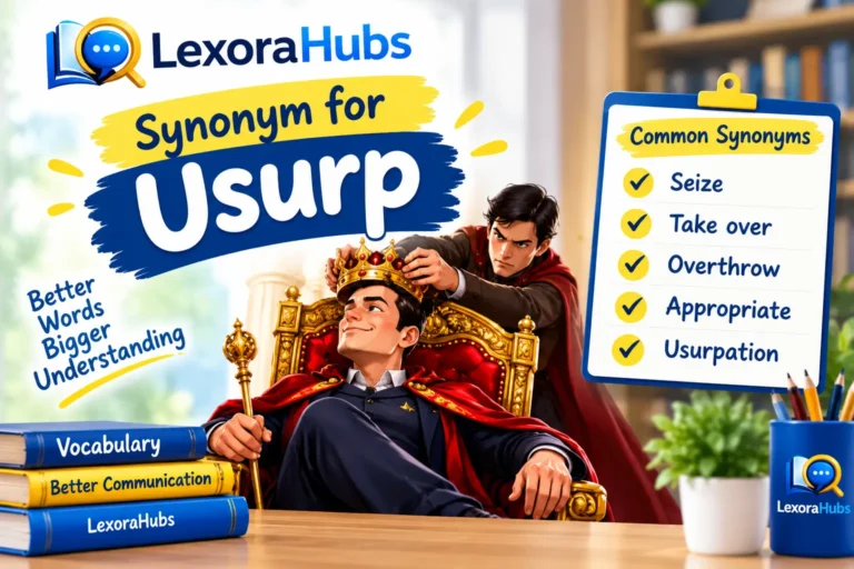 Usurp synonym guide showing words related to taking power and control